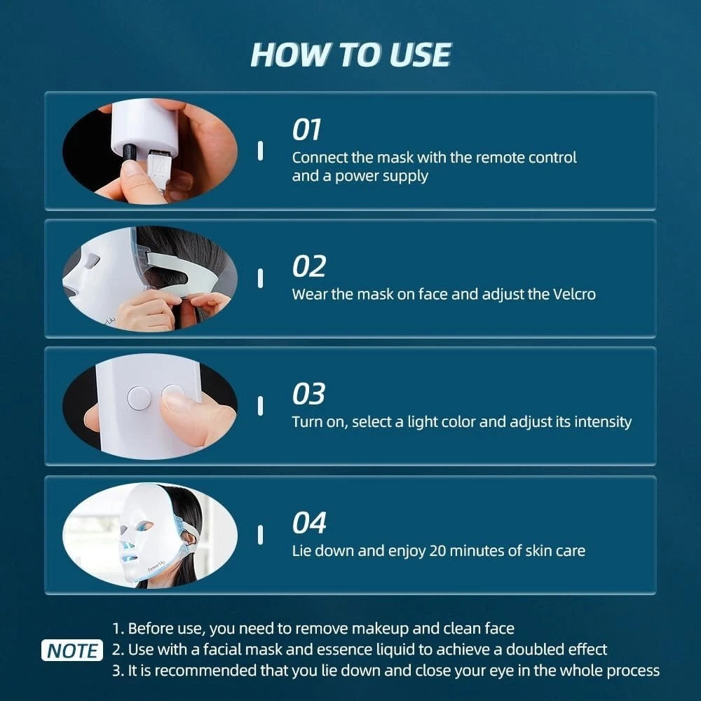 LED Facial Mask — 7-Colour Photon Light Therapy for Revitalized Skin