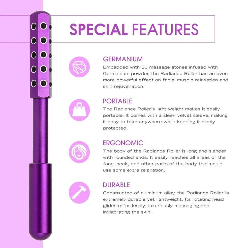 Face Roller Massager with 24 Germanium Particles