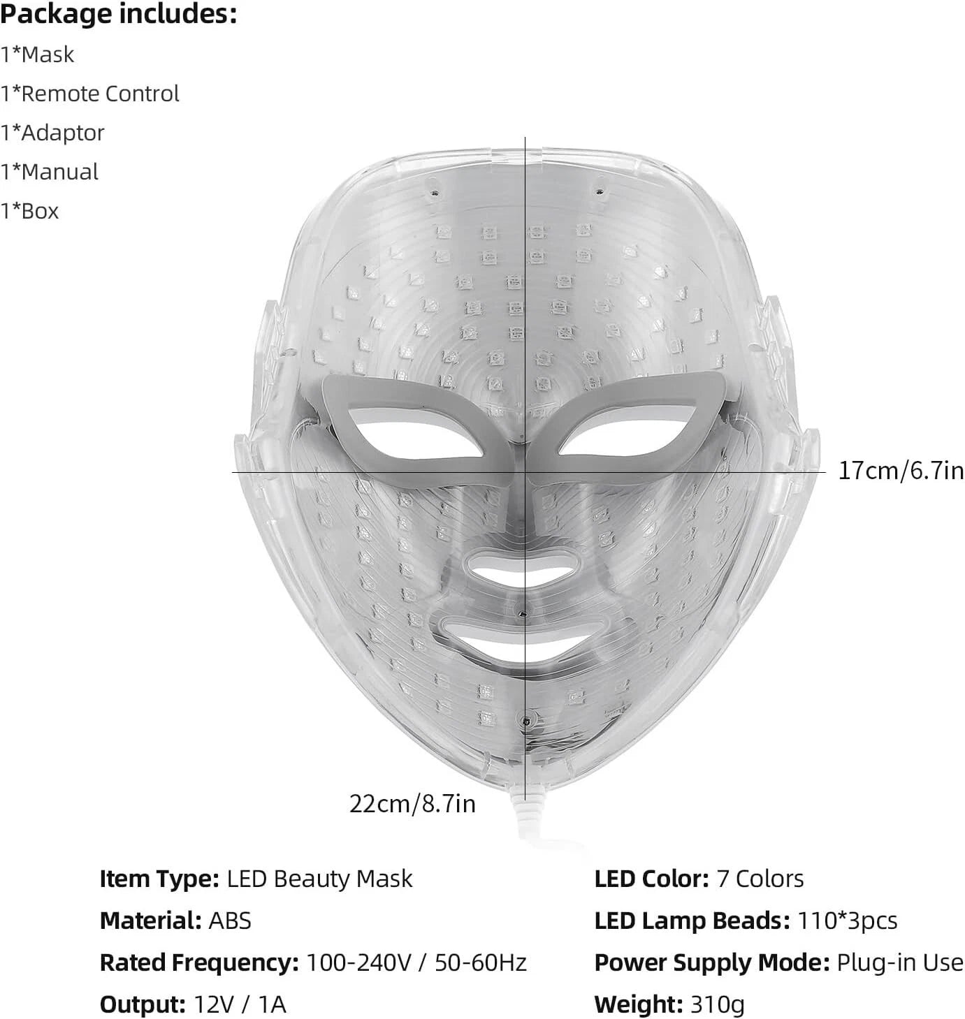 LED Facial Mask — 7-Colour Photon Light Therapy for Revitalized Skin