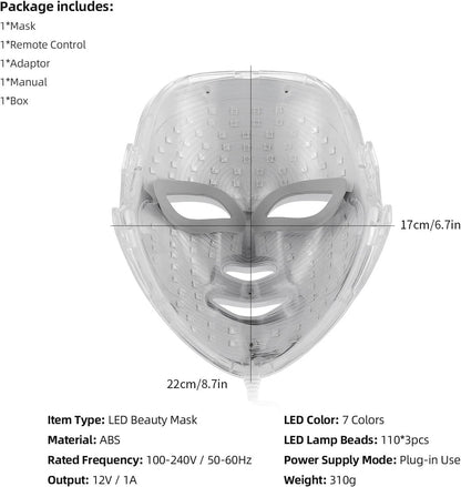 LED Facial Mask — 7-Colour Photon Light Therapy for Revitalized Skin